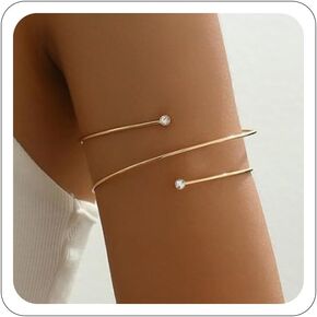 Gold Coil Arm Cuff for Women, Upper Arm Gold Cuff Bracelet Armlet Minimalist Armband Bangle Liquid Lava Arm Chain Open Bangle Cuff Bracelet for Women