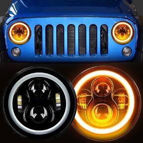 7 Inch LED Halo Headlights fit for Jeep JK Headlights with DRL and Turn Signal Lights fit for Jeep Wrangler Headlights CJ TJ DOT H6024 LED Headlamp for Chevy for Miata