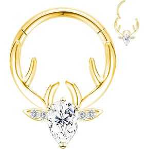 FLOGWE 16G Septum Daith Jewelry Septum Deer Nose Rings الجراحية الصلب الزنمة محارة الحلزون الغضروف الفص ثقب المجوهرات الحاجز الفرس Daith أقراط ... in Saudi Arabia