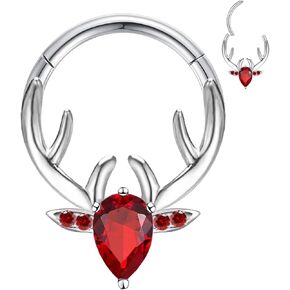 FLOGWE 16G Septum Daith Jewelry Septum Deer Nose Rings Surgical Steel Tragus Conch Helix Cartilage Lobe Piercing Jewelry Septum Clicker Daith Earrings…