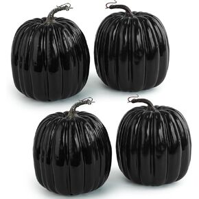 Artmag 6 Inch Large Artificial Pumpkins, 4PCS Big Orange Pumpkins Faux Foam Harvest Pumpkins for Fall Autumn Thanksgiving Seasonal Holiday Decor Decorations (Orange)