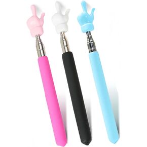 3 Pieces Kids Finger Pointer, Mini Finger Retractable Teacher Pointer, Kindergarten Student Teacher Teach Reading Picture Book Finger Shape Mini Finger Pointer Stick (Black, Blue, Pink)