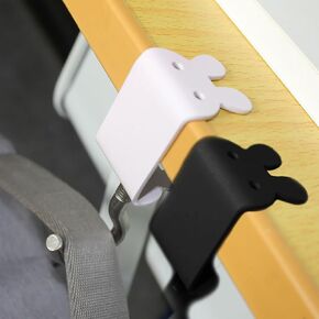 2 Pcs Purse Hook for Table Heavy Duty Bag Hook for Table Handbag Hangers for Desk Foldable Purse Hook Floding Bag Holder for Table Desk Purse Hook for Table (Rabbit Shaped(1 Black+1 Pink))