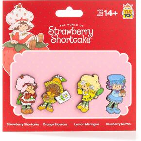 Strawberry Shortcake 'Limited Edition' 4-Pack Glitter Enamel Pin Set with Strawberry Shortcake, Lemon Meringue, Orange Blossom & Blueberry Muffin Pins - SDCC 2024