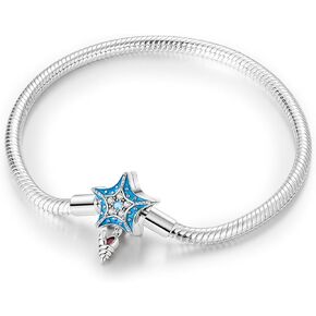 Parmuz 925 Sterling Silver Charms Bracelet for Women Love Heart Summer Ocean Iconic Moments Snake Chain Bracelet with 5A Cubic Zirconia Gift for Girls Mother Daughter