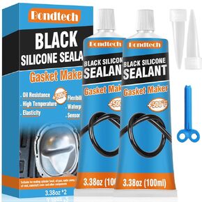 Black Silicone Sealant, RTV Silicone Gasket Maker, High Temperature, Oil Resistance, Seals Engine Parts, Cylinder Heads, Oil Sumps, Water Pumps (100ml*2)