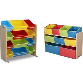 Delta Children Kids Toy Storage Organizer with 12 Plastic Bins - Greenguard Gold Certified & MySize Deluxe Toy Box - Greenguard Gold Certified, Bianca White in Kuwait