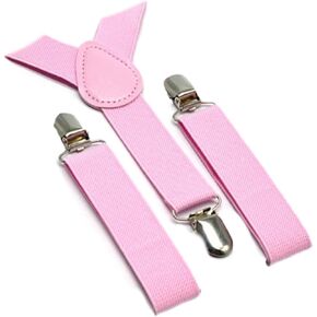 Pink Child Kids Girls Boys Suspenders Braces,Adjustable Clip on Y-Back Elastic Suspenders with Metal Clips for Boys Girls Boys' Suspenders