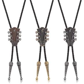 3 PCS Bolo Tie Cowboy Necktie Western Leather Wedding Tie Turquoise Bolo Tie Necklace Vintage Guitar Music Pendant Costume Accessories for Men Women Boys Shirt, Suit, Leisure Clothes