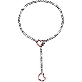 Heart Slip Chain Necklace for Women Punk Gothic Black Cuban Chain Necklace Jewelry Long Lariat Y-Necklace Stainless Steel Adjustable