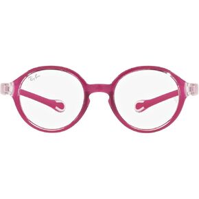 Ray-Ban Junior Kids' RY9075VF Low Bridge Fit Round Prescription Eyewear Frames, Black On Rubber Red/Demo Lens, 46 mm