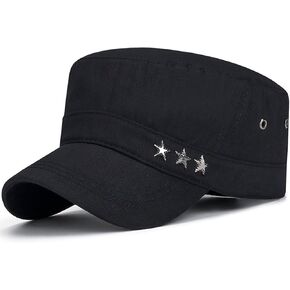 Military Hat Mens Army Cap Womens Vintage Flat Caps 100% Cotton Adjustable