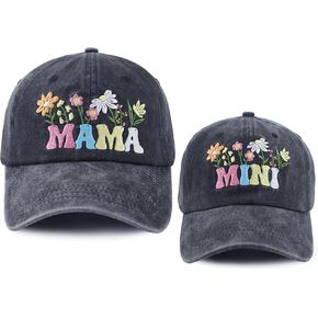 Mama and Mini Hats for Women Girls, Flower Decor Mom and Daughter Outfits Baseball Cap