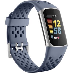 Getino Compatible with Fitbit Charge 5 Bands/Charge 6 Bands for Women Men, Soft Breathable Replacement Sport Strap Adjustable Wristbands for Fitbit Charge 5/ Charge 6 Advanced Fitness Tracker, Black