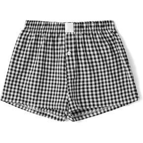 Y2k Women Pajamas Shorts Low Rise Pj Sleep Shorts Plaid Boxer Sleeping Shorts Sleepwear Micro Bottoms Lounge Shorts