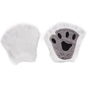 PURFUN Fluffy Faux Fur Paw Gloves, Adults Teens Halloween Costume Bear Cat Claw Gloves Mittens Warm Plush Half Finger Gloves