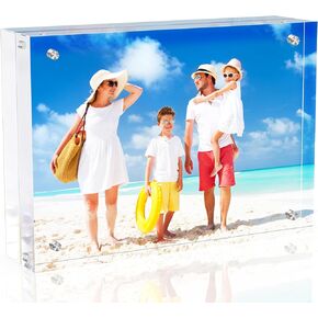 4x6 Inches Acrylic Picture Frames 1 Pack, Double Sided Magnetic Photo Frames,Free Standing on Desk or Table Clear Picture Frames