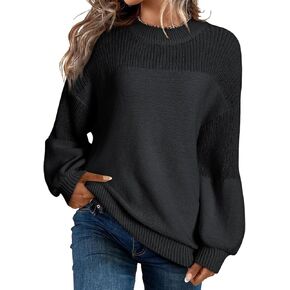 Dokotoo Women's Casual Long Sleeve Sweaters Loose Crewneck Knit Solid Pullover Sweater Jumper Tops