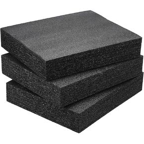 OwnMy 6PCS Polyethylene Foam Sheet Cushioning Foam Black Packing Foam Inserts for Cases, 16"L x 12"W x 1"H Cuttable Foam Blocks Customizable Foam Padding Thick Packing Foam Sheet for Crafts Toolbox