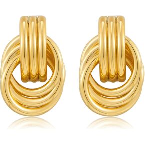 Chunky Gold Knot Earrings for Women Non Tarnish Statement Earrings Dangle for Women Trendy