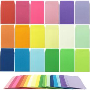 108 Pack 18 Rainbow Color 2.25x3.5 Coin and Small Envelopes, Self-Adhesive Small Parts Packets Envelopes, Coin Stamps Storage for Home, Garden, Wedding or Office