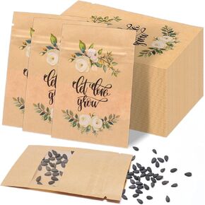 120 Pcs Seed Envelopes Let Love Grow Seed Packets Resealable Seed Envelopes with Clear Window Color Printing Seed Storage Organizer for Flower Plants Seed Saving