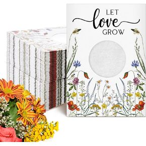Fumete 50 Pcs Let Love Grow Seed Packets Wedding Favor for Guests Bulk Seed Envelope Kraft Bag with Window Flower Resealable Seed Storage Packets for Wedding Party Favors Bridal Shower No Seed