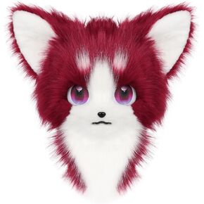 HAOAN Animal Furry Fursuit Head Mask Plush Cat Fox Mask Costume Props for Halloween Cosplay Party