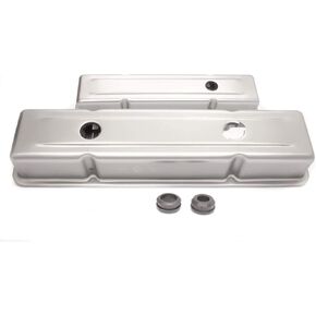 Company R9518RAW Short Steel Unplated OEM Style Valve Cover for Small Block Chevy