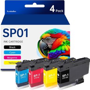SP01 SP-1 Sublimation Ink Cartridge 4-Pack SP01BKS SP01CS SP01MS SP01YS Replacement for Brother SP01 SP1 Sublimation Ink Cartridge for Thermo Sublimation SP-1 Printer Ink