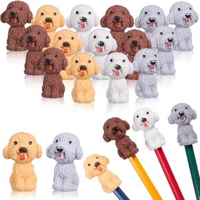 40pcs Animal Pencil Erasers Toppers: 3D Dog Shape Pencil Erasers Pet Puppy Eraser Caps for Desk Birthday Party School Stationery Prizes