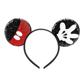 LYLIN Mouse Ears Headbands, Sequin Mouse Ears with Bow for Women Girls Boys, Sparkle Mouse Ears Hair Accessories for Birthday Parties Themed Events Costume Cosplay Decoration(Yellow Crown)