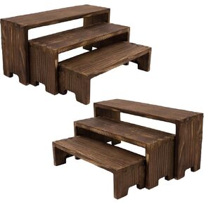 Display Risers-3 Tier Wood Risers Decorative Rectangular, 6-piece Set Display Stands Arranging and Showcasing your favorite items(Brown)