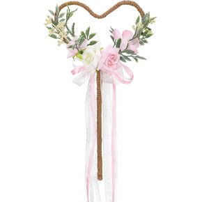 Flower Girl Wand Wedding - Fairy Wand Magic Floral Wand Heart Wand with Ribbon for Woodland Wedding Bridal Shower