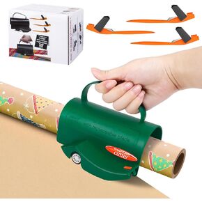 Wrapping Paper Roll Cutter 1pc Gift Wrap Cutter Tool with Handle 3 Replaceable Blade for Birthday Thanksgiving Christmas Sliding Trimmer Slicer Dispenser Black