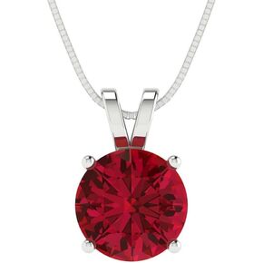 Clara Pucci 2.45 ct Round Shape Designer Pink Tourmaline Solitaire Pendant Necklace With 18"""" Gold Chain box 18k White Gold