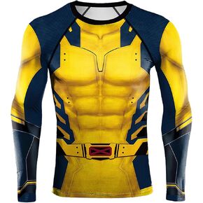 Superhero Costume T-Shirt Men's Compression Sport Workout Shirt Yellow Men