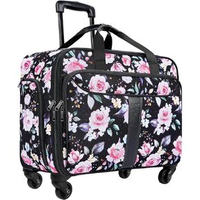 حقيبة كمبيوتر محمول دوارة للنساء من YOREPEK، حقيبة دوارة مقاس 15.6 بوصة مع 4 عجلات دوارة ومقبض تلسكوبي، حقيبة كمبيوتر محمول دوارة مقاومة للماء للعمل/السفر/الأعمال، زهرية in Kuwait