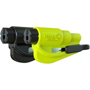 resqme Pack of 2 The Original Emergency Keychain Car Escape Tool, 2-in-1 Seatbelt Cutter and Window Breaker, Made in USA, Yellow, Black - Compact Emergency Hammer