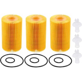 Motoforti Engine Oil Filter, for Toyota Land Cruiser 8 Cyl 5.7L 2008-2021, Plastic, with Gasket, No.0415238020, Yellow, 3 Set