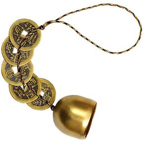 1Pcs Chinese Feng Shui Bell Five Emperor Copper Coin Pendant Car Home Decoration Bells for Peace and Safe