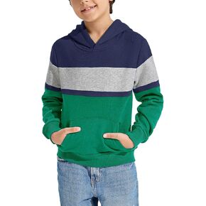 Haloumoning Boys Color Block Pullover Hoodies Kids Fashion Hooded Sweatshirts with Kangaroo Pockets in Kuwait