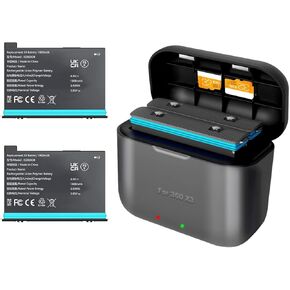 NBZZ 2 Packs Insta 360 X3 Battery with Charger Hub for Insta 360 ONE X3 Battery 1800mAh Insta 360 x3 Accessories with Misro SD Card Slots (2023 Newest)