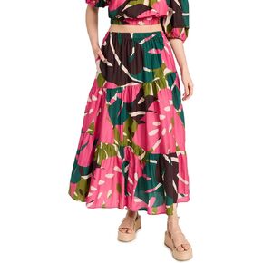 VELVET BY GRAHAM & SPENCER Women's Lydia Printed Silk Cotton Voile Skirt, Multi, Large