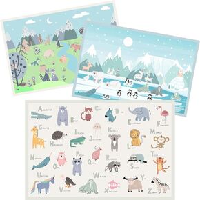 Hippypotamus Disposable Placemats Baby - Pack of 45 BPA Free Table Toppers for Kids and Toddlers - Extra Sticky Travel Mat for Restaurant (Cream/Sage/Blush)