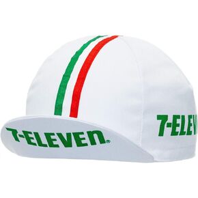 7-11 Retro Team Cycling Cap White with Italian Red/White/Green Vertical Stripes