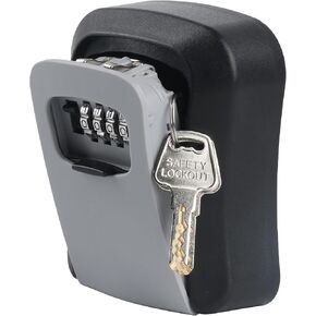 Key Lock Box, Key Lock Box Wall Mounted, 4 Digit Combination Key Lockbox for Outside House, Waterproof Resettable Code Safe Security Key Lock Box for Garage, Home, Office