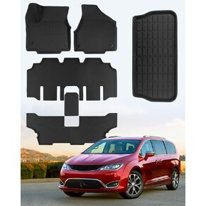 6 PCS for Chrysler Pacifica Floor Mats 2024 2023 2022 2021 2020 2019 2018 2017, for Voyager All Weather Mat 7 Seat 8 Passenger Trunk Cargo Liners (Not Hybrid for Pacifica Accessories 2017-2024