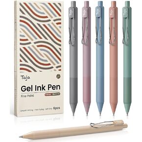 Gel Pens, 6pcs 0.5mm Fine Point Smooth Writing Pens, Quick Dry Black Ink Pens for Journaling and Note Taking, Cute Aesthetic Pens for Office School & Home Supplies