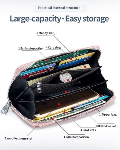 Womens Wallet Leather Long Purse RFID Blocking Credit Card Clutch Wallet for Womens in Saudi Arabia